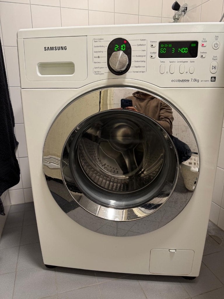 Samsung EcoBubble wasmachine – 7 kg, Witgoed en Apparatuur, Ophalen, Gebruikt, Bovenlader, 85 tot 90 cm
