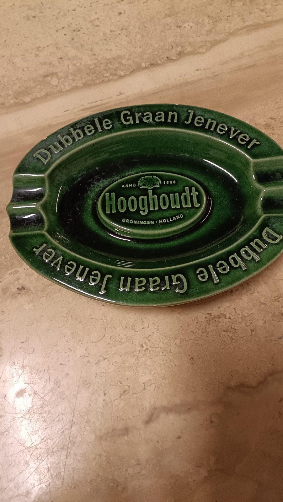 Vintage Hooghoudt Dubbele Graan Jenever Asbak, Verzamelen, Ophalen of Verzenden, Gebruikt, Asbak