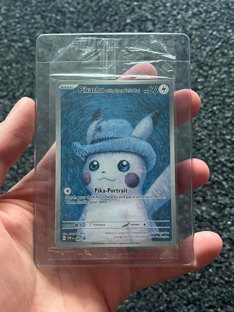 Pikachu with grey felt hat van Gogh - Sealed, Ophalen of Verzenden, Nieuw, Losse kaart, Foil