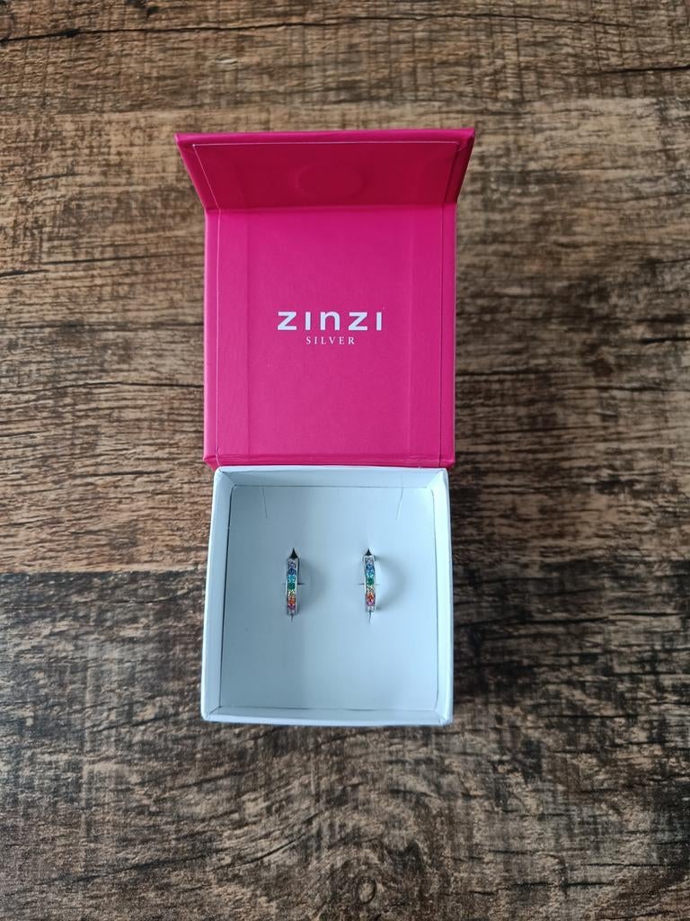 Zinzi oorbellen zilver met gekleurde steentjes nieuw, Ophalen of Verzenden, Nieuw, Zilver, Zilver