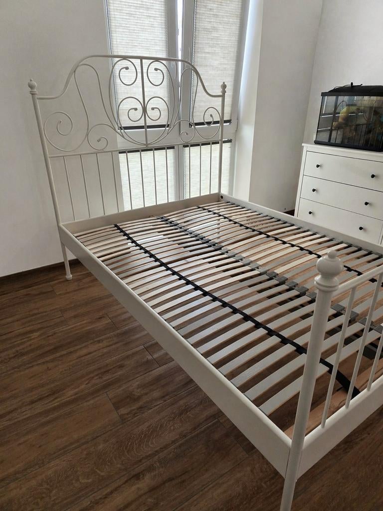 IKEA bed 140x200 met lattenbodem, Huis en Inrichting, Slaapkamer | Bedden, Ophalen, Wit, Tweepersoons, 140 cm
