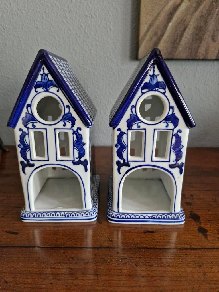 Pols Potten waxinelichthouders huisjes - set van 2, Ophalen of Verzenden, Zo goed als nieuw, Meerkleurig, Steen/keramiek