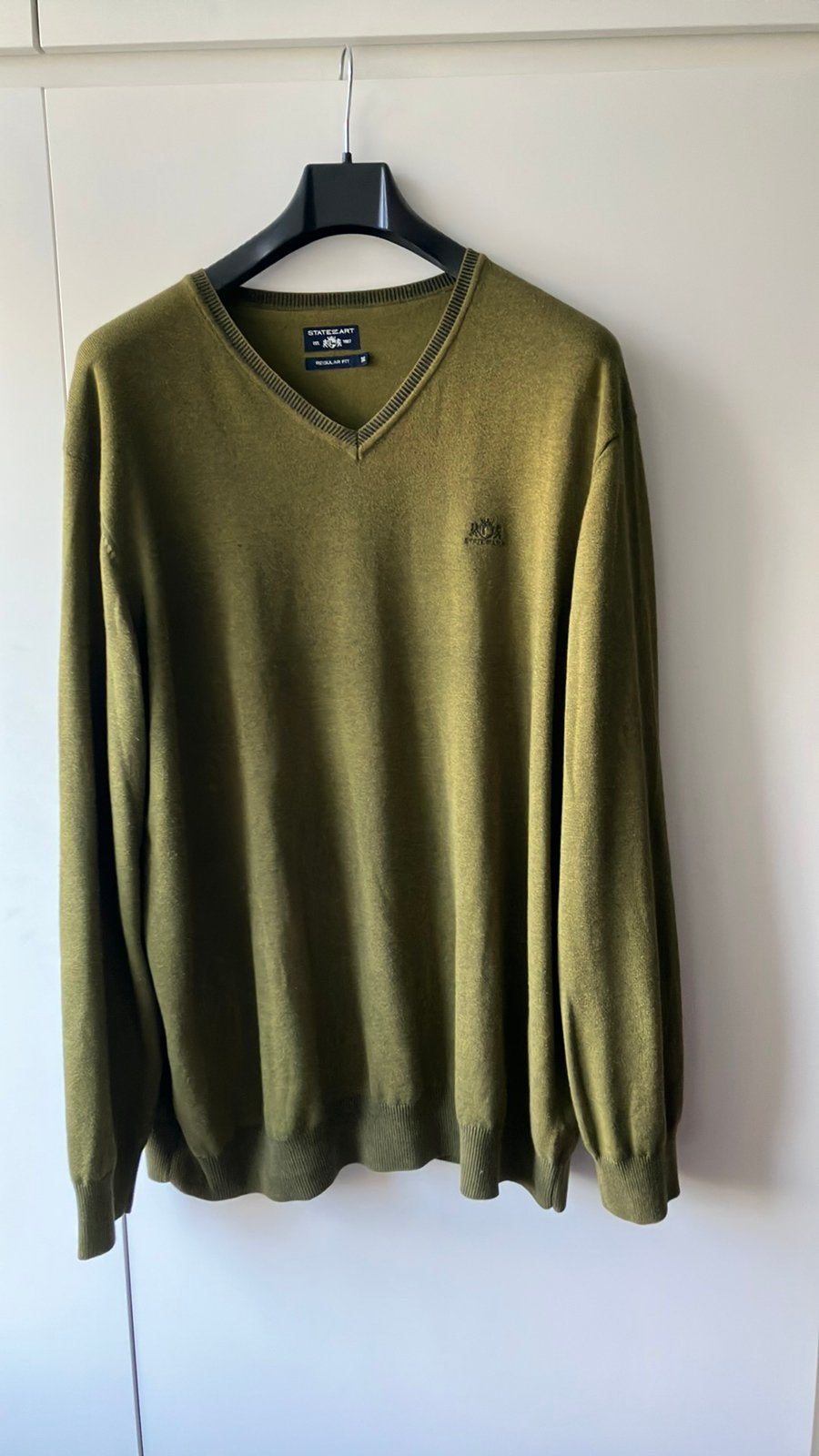 State of Art. Olijfgroene katoenen herentrui, maat 3XL, Ophalen of Verzenden, Zo goed als nieuw, Groen, Trui of Vest