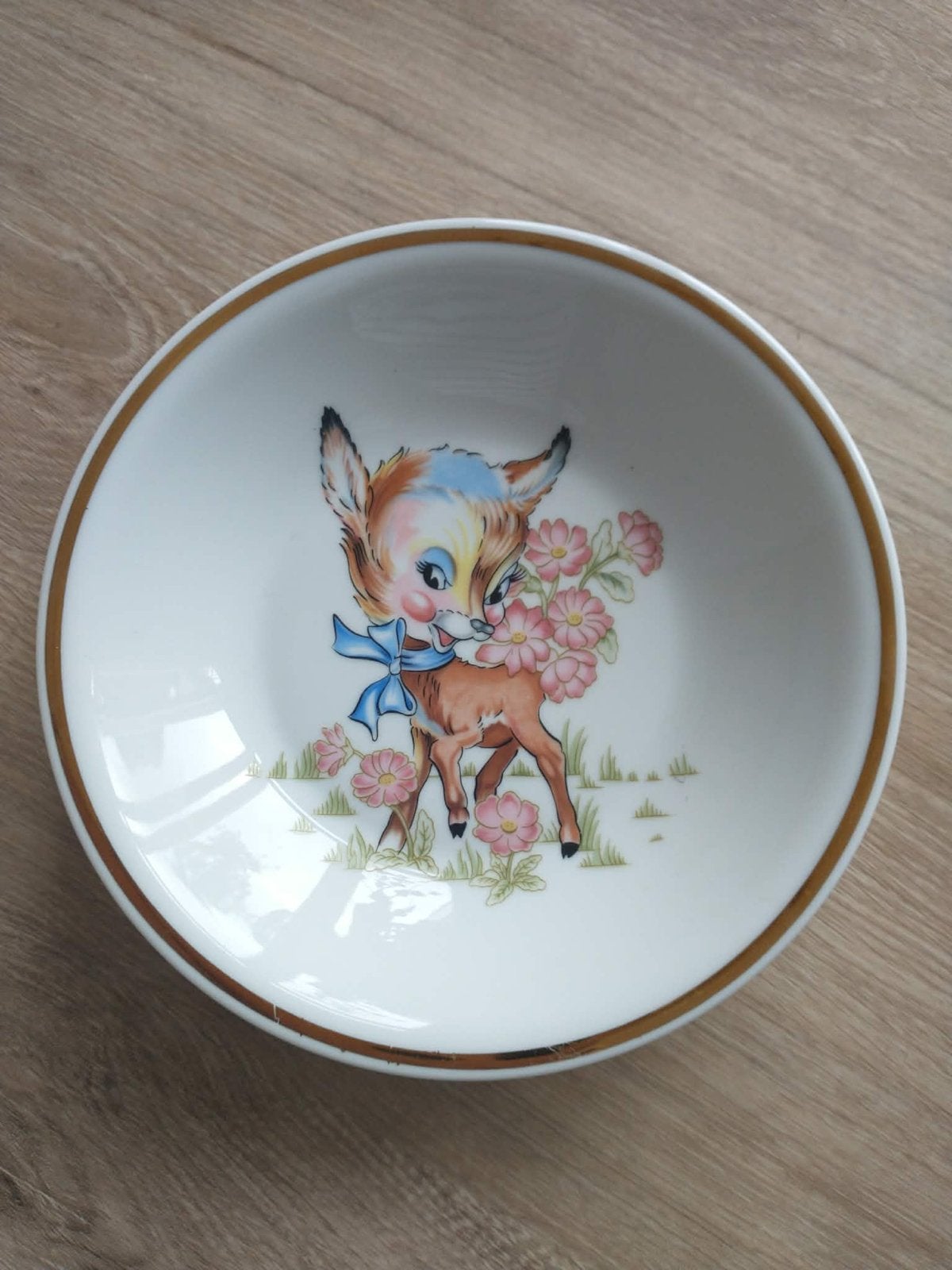 Vintage Limoges schaaltje met hertje en bloemen, Ophalen of Verzenden