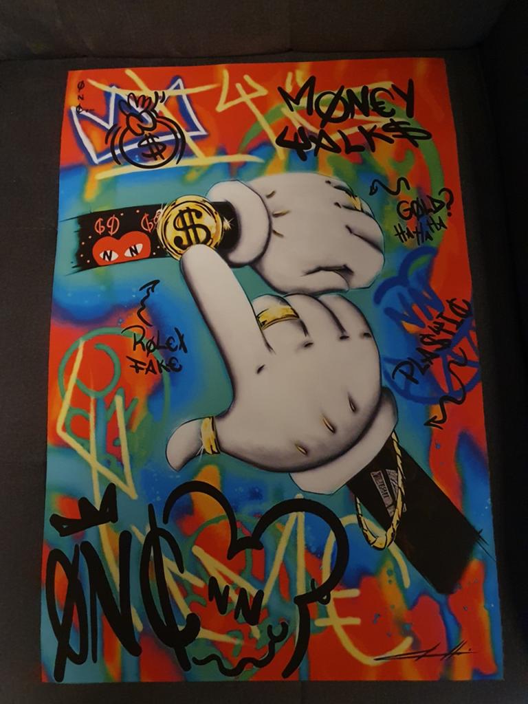 Pop Art Canvas Print 'Money Walks' 60x40 cm, Ophalen of Verzenden
