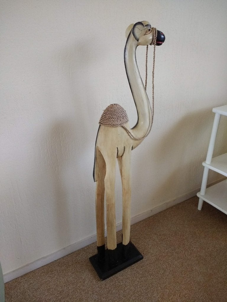 Grote, houten dromedaris handgemaakt 1 meter hoog, Antiek en Kunst, Kunst | Beelden en Houtsnijwerken, Ophalen, Handgemaakt, Hout