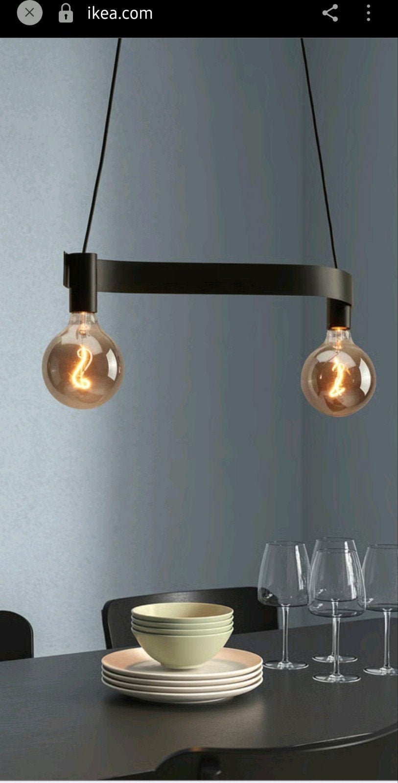 Ikea Ackja/ Molnart Moderne Zwarte Hanglamp met 2 Lichtpu, Ophalen, Modern, Industrieel, E27 (groot), Zo goed als nieuw
