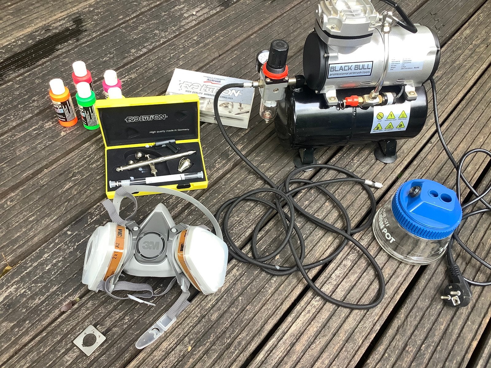 Harder & Steenbeck Evolution Silverline airbrush +compressor, Ophalen of Verzenden, Zo goed als nieuw, Airbrush en Toebehoren