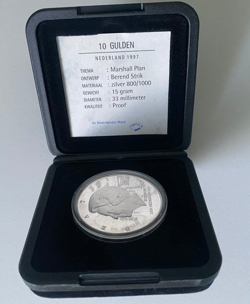 Zilveren 10 Gulden 1997 - Marshallplan / George C. Marshall, Postzegels en Munten, Munten | Nederland, Koningin Beatrix, Zilver