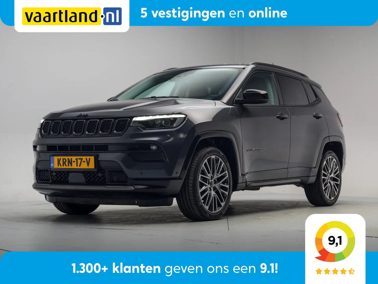Jeep Compass 1.5 e-Hybrid Summit Aut. [ Adapt.cruise Camera, Gebruikt, 4 cilinders, Hybride Elektrisch/Benzine, 1469 cc