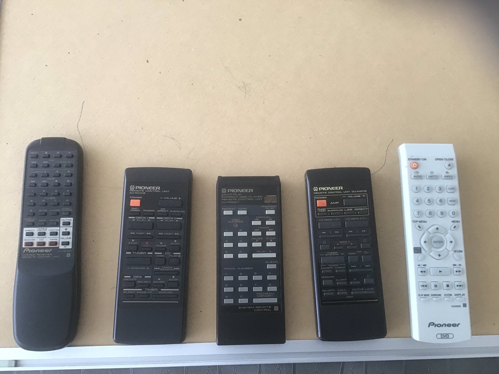 5 Pioneer afstandsbedieningen o.a de CU-SX 150 zie tekst, Ophalen of Verzenden, Zo goed als nieuw, Dvd