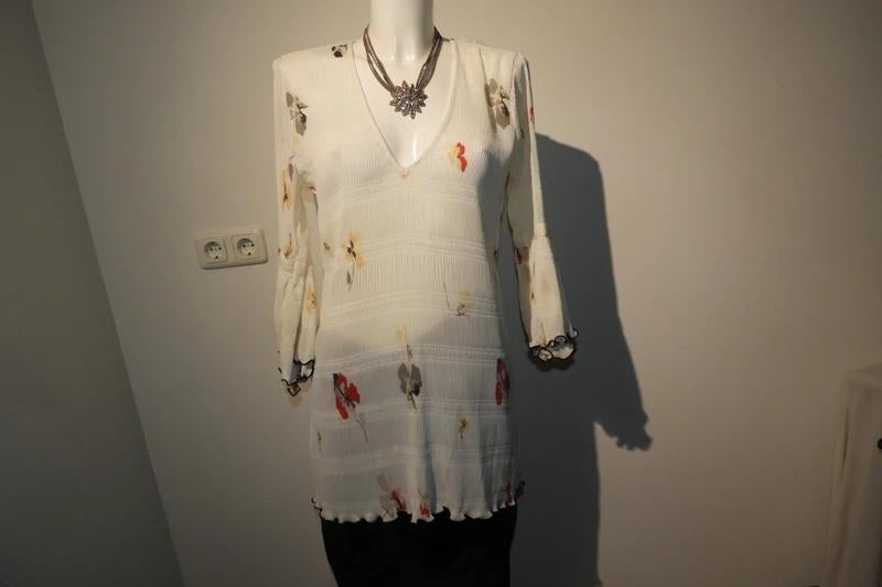 Ganni plooi tuniek bloemen print in warme kleuren mt 40, Maat 38/40 (M), Verzenden, Wit, Ganni