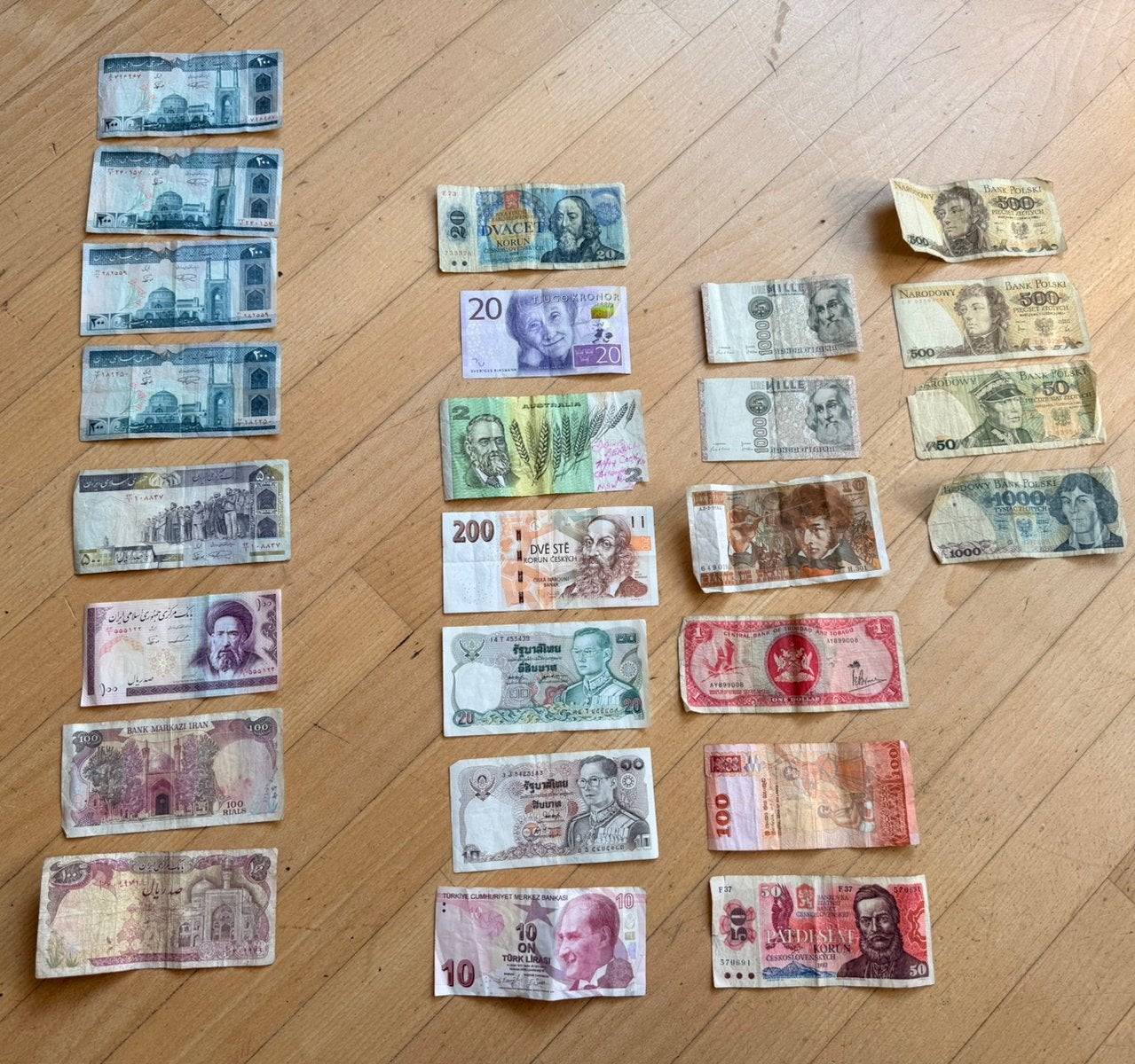 25 biljetten iran australie tobago polen enz, Ophalen of Verzenden, Midden-Oosten