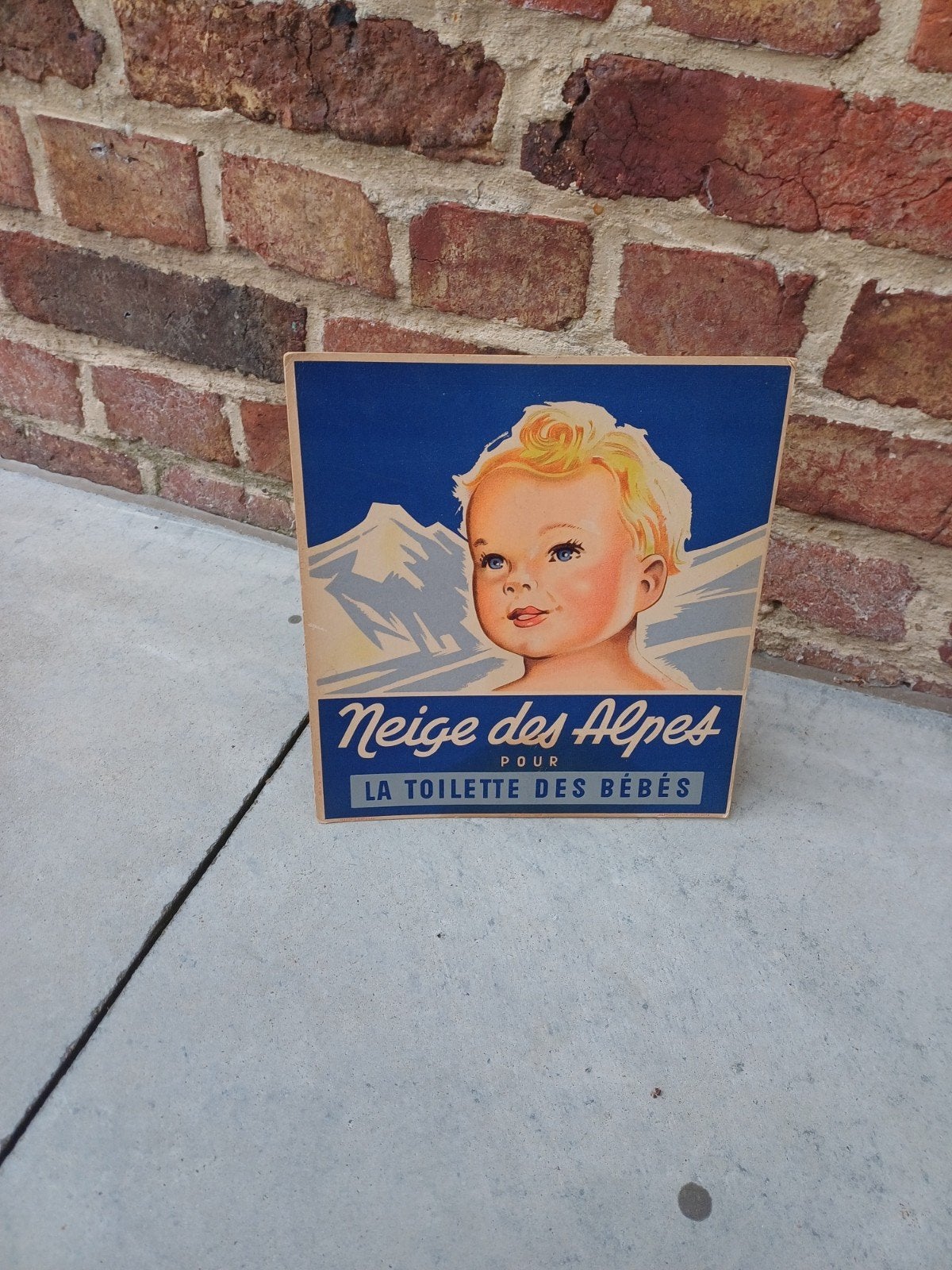 Oud kartonnen reclamebord "Neige des Alpes", Ophalen of Verzenden, Gebruikt, Reclamebord