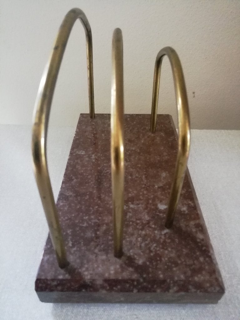 Brievenstandaard / brievenhouder messing-marmer, Ophalen of Verzenden