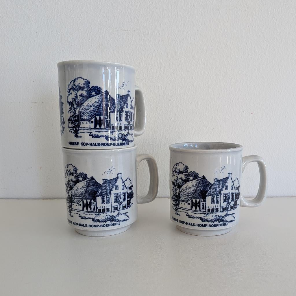 3 vintage WP Made in England mokken. Friese en NH boerderij, Overige typen, Ophalen of Verzenden, Zo goed als nieuw, Overige stijlen