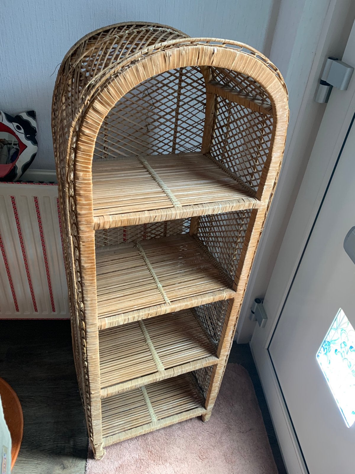 Vintage rotan boogkast, Ophalen, Met plank(en), -, 100 tot 150 cm