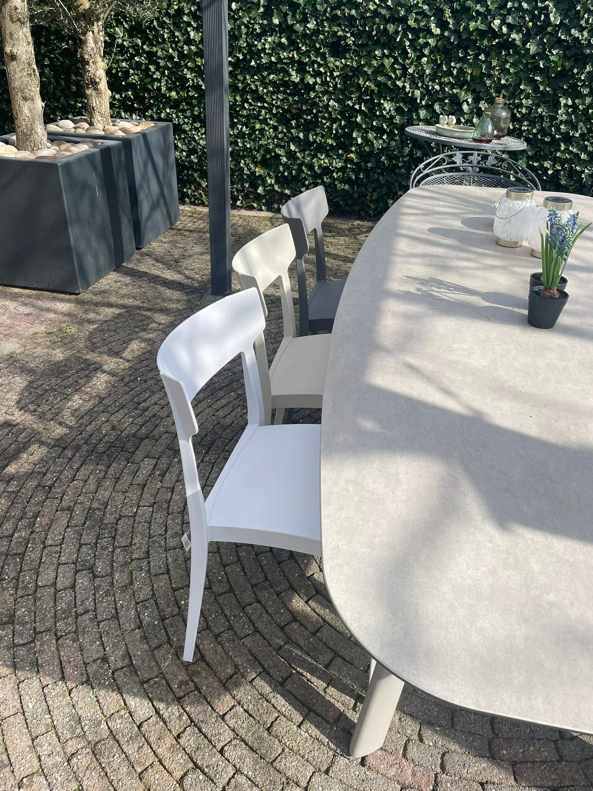 Tuinstoelen stapelbaar. Nieuw in doos op voorraaf!, Huis en Inrichting, Stoelen, Ophalen, Kunststof, Wit, Modern / tijdloos