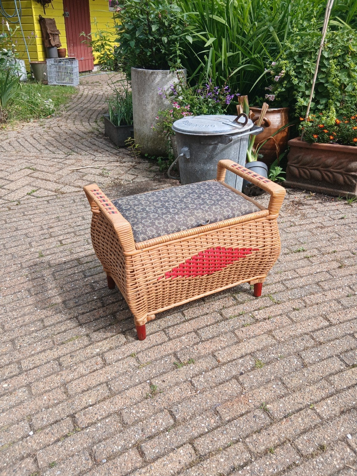 Vintage rotan naaimand, Ophalen, Huis en Inrichting
