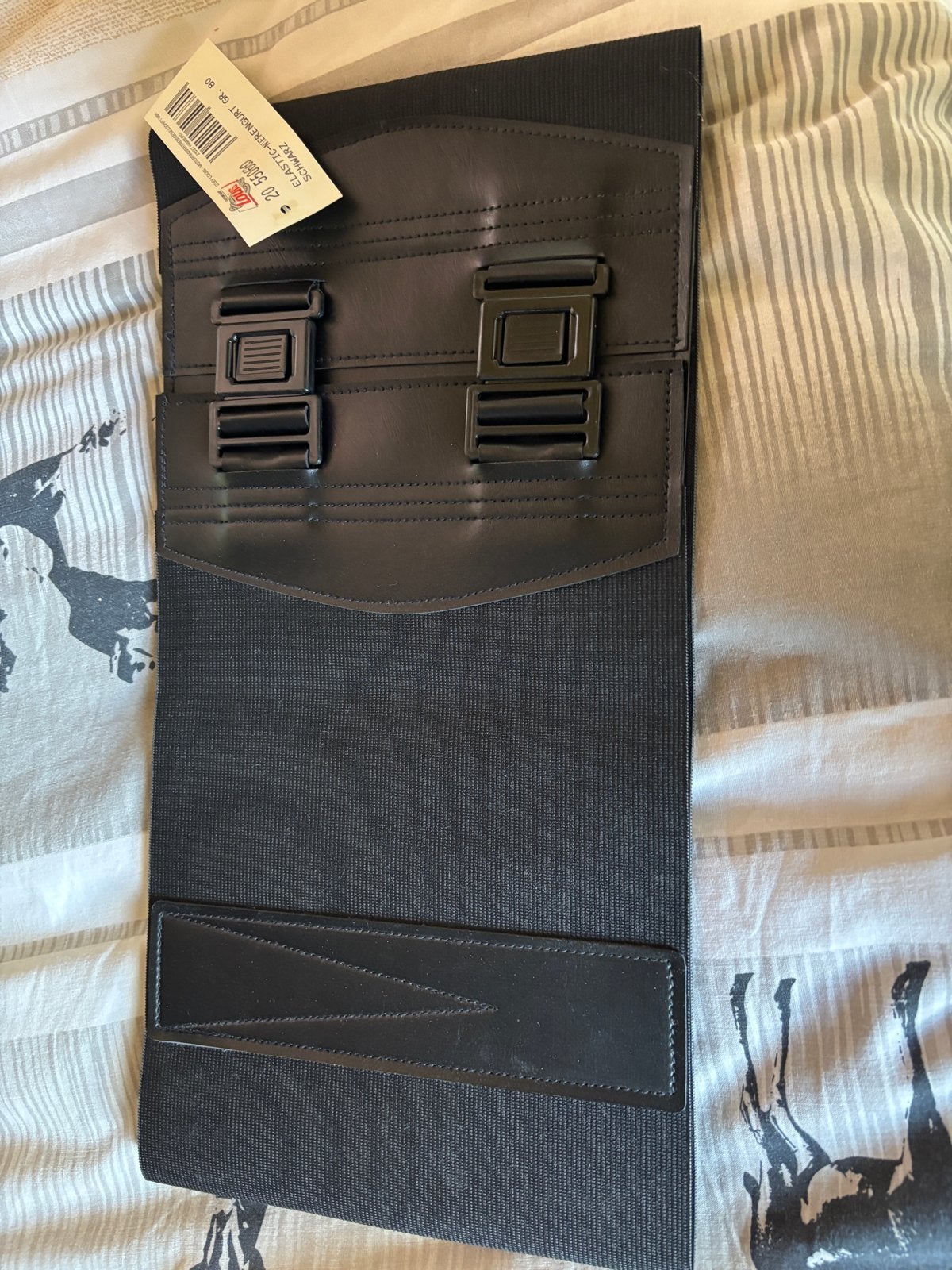 Zwarte elastische nierengordel voor motorspirt  met gespen, 80 tot 90 cm, 5 cm of meer, Zwart, Nieuw
