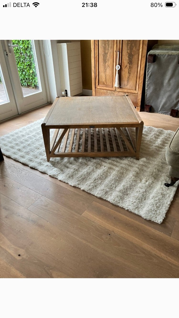 Hele mooie salontafel eiken 100x 100 cm Braxton, Ophalen, 100 tot 150 cm, Eikenhout, 50 tot 100 cm