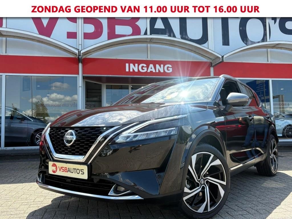 Nissan QASHQAI 1.3 MHEV TEKNA PLUS 158PK AUT. LEER PANO CAME, Auto's, Automaat, Gebruikt, Huisgarantie, Met garantie (alle)