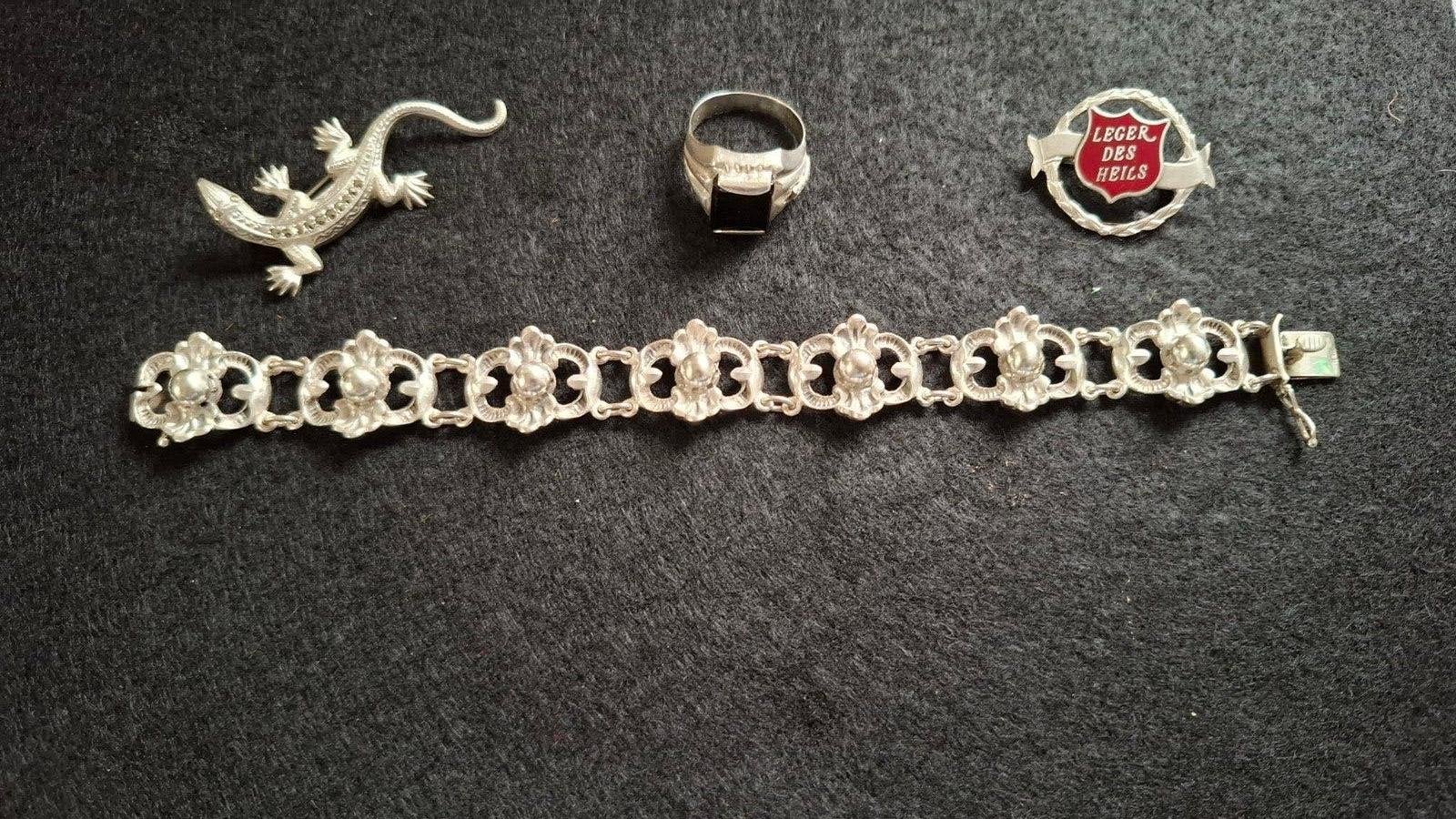 Antiek zilveren sieraden en goud Double zie omschrijving, Ophalen, Zilver
