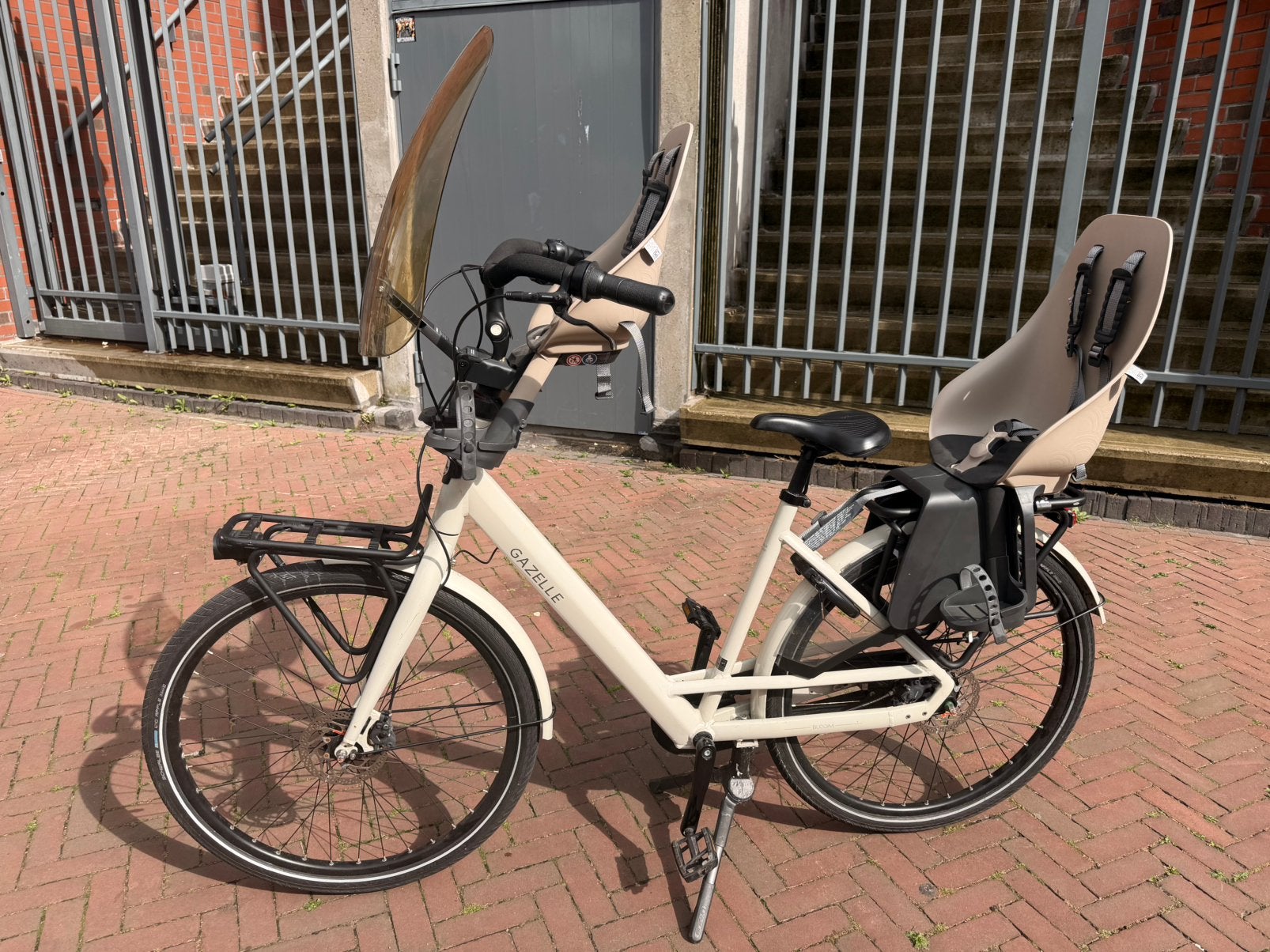 Gazelle bloom 53cm Ivory White moederfiets, Fietsen en Brommers, Ophalen, 2 zitjes, Zo goed als nieuw, Dubbele standaard