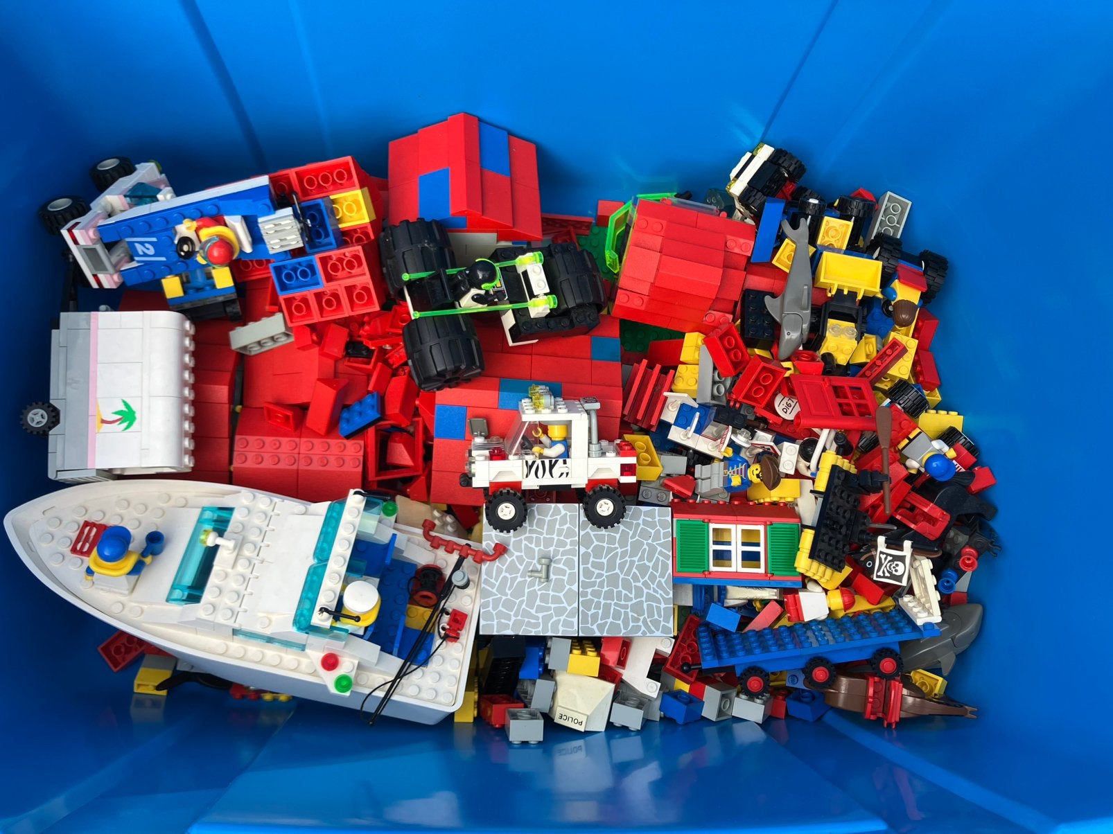 Verzameling VINTAGE LEGO vissersboot auto’s losse stenen, Ophalen of Verzenden, Gebruikt