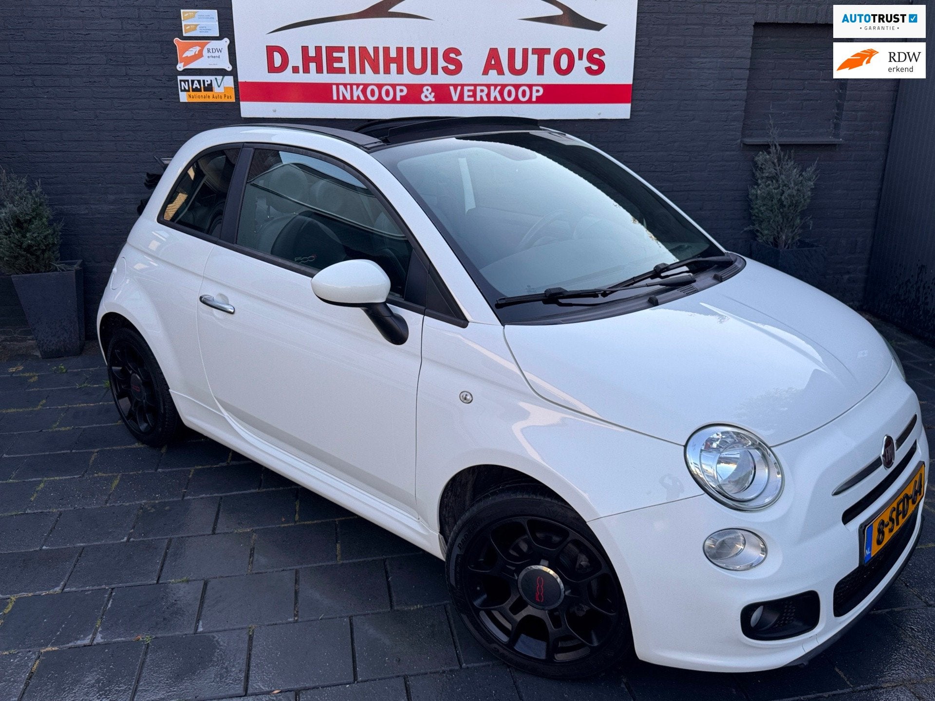 Fiat 500 C CABRIO SPORT 500S 500C, Euro 5, 86 pk, Gebruikt, Leder en Stof