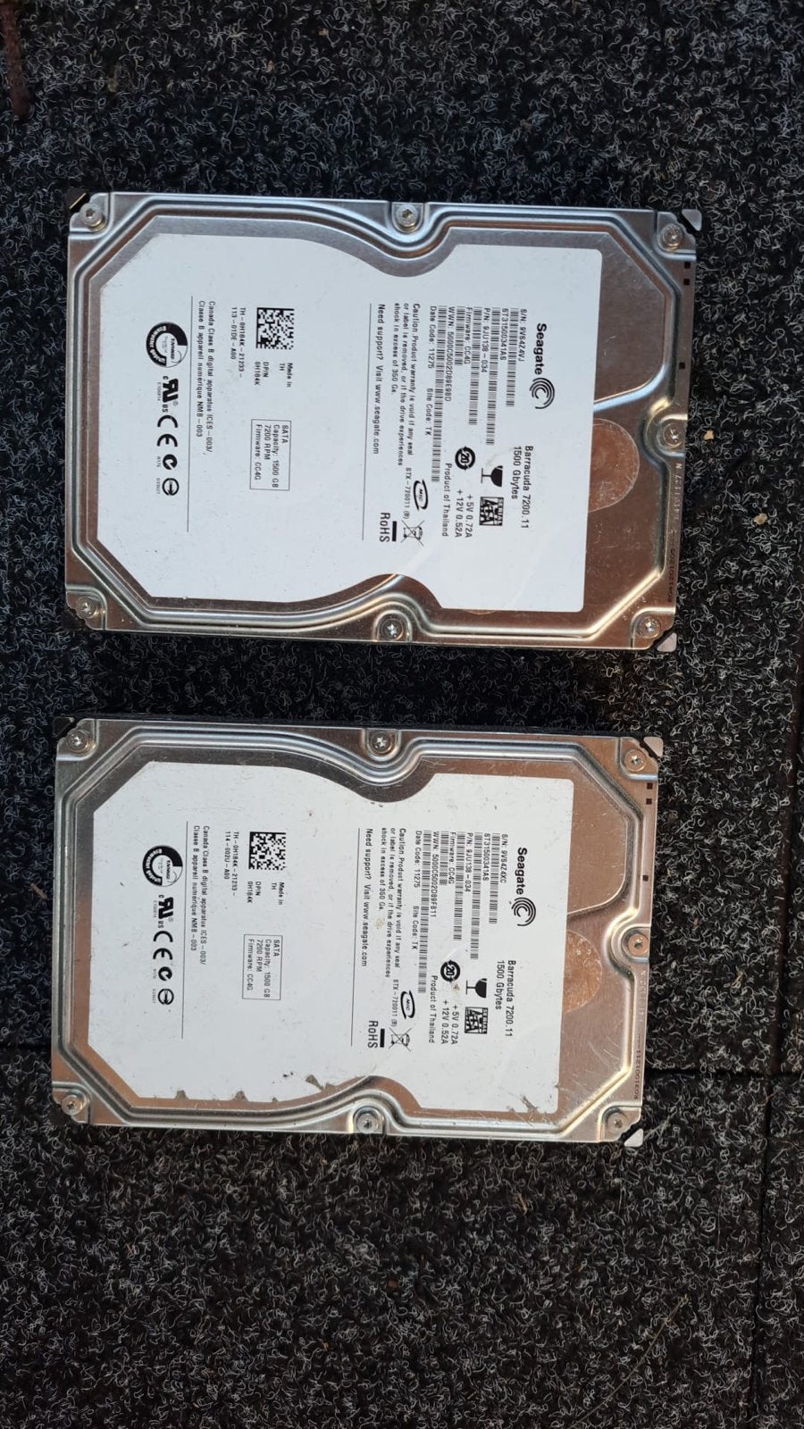 Seagate Barracuda 7200.11 1.5TB HDD (2 stuks), Computers en Software, Intern, Gebruikt, Ophalen of Verzenden, Desktop