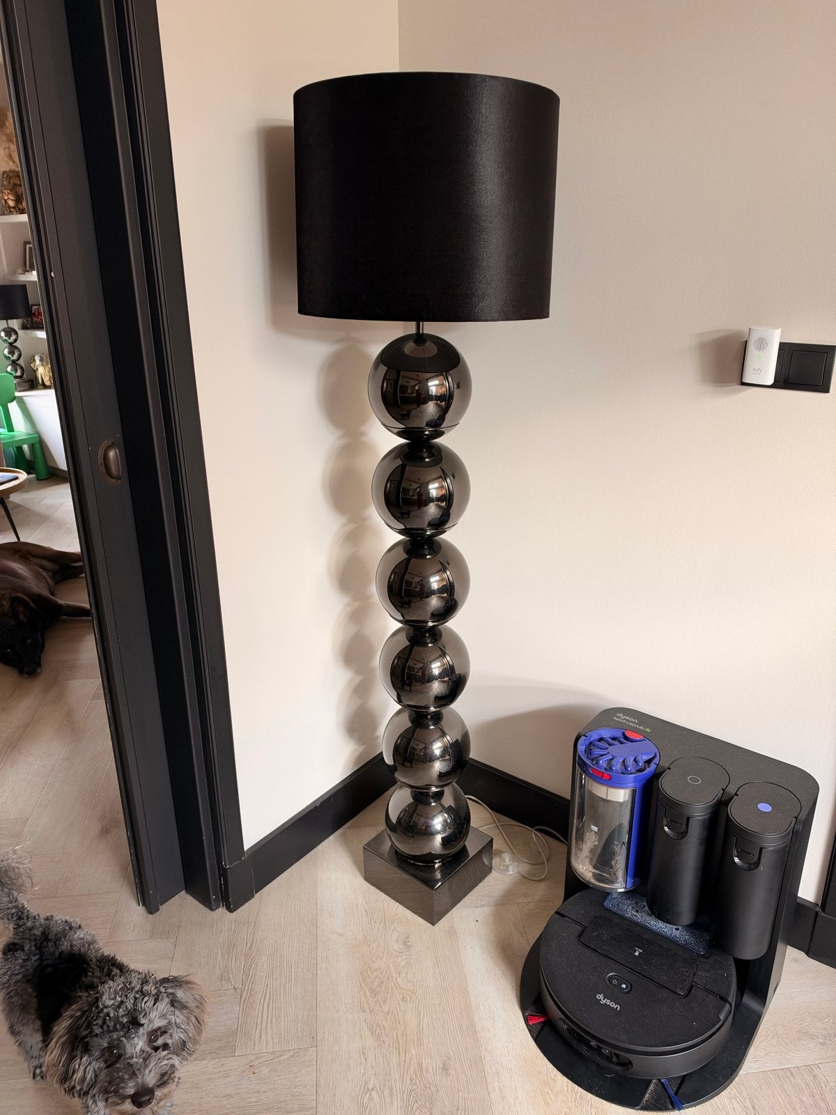 Grote zwarte vloerlamp in Eric Kuster stijl, Ophalen, Gebruikt, Metaal, 150 tot 200 cm