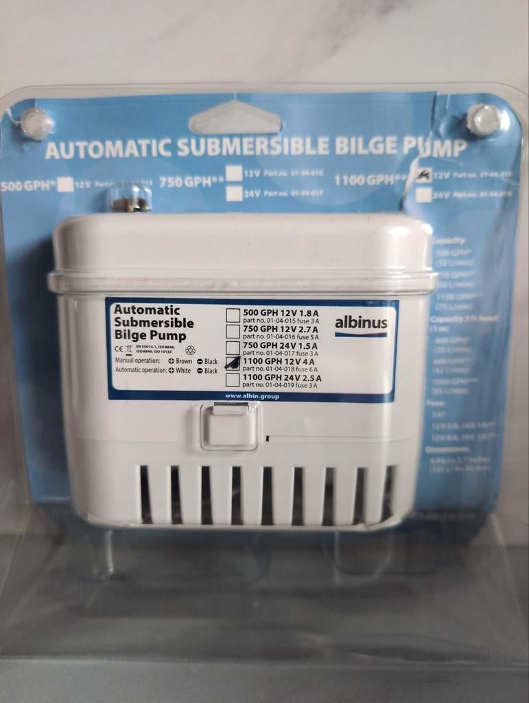 Albinus Automatische Bilgepomp met vlotter 1100 GPH 12V, Ophalen of Verzenden, Nieuw, Motor en Techniek, Zeilboot of Motorboot