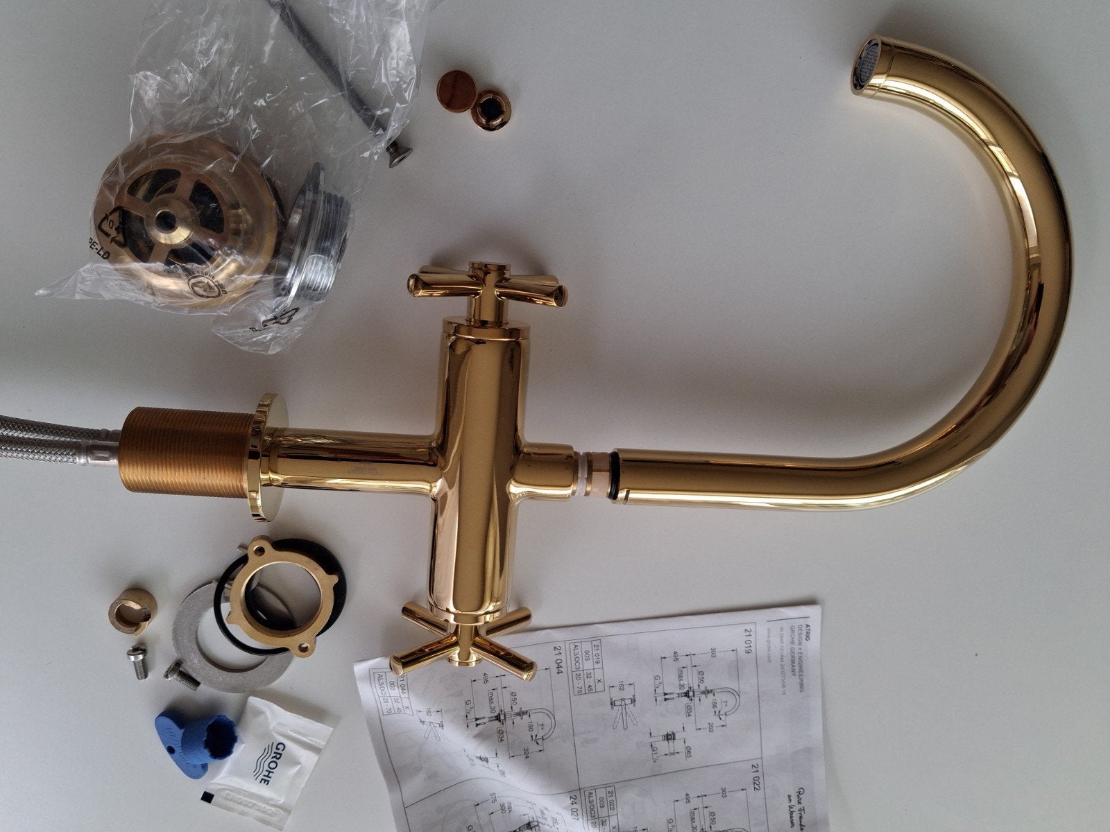 Grohe Atrio Wastafelkraan Goud met Pop-up Waste, Ophalen of Verzenden, Nieuw, Kraan