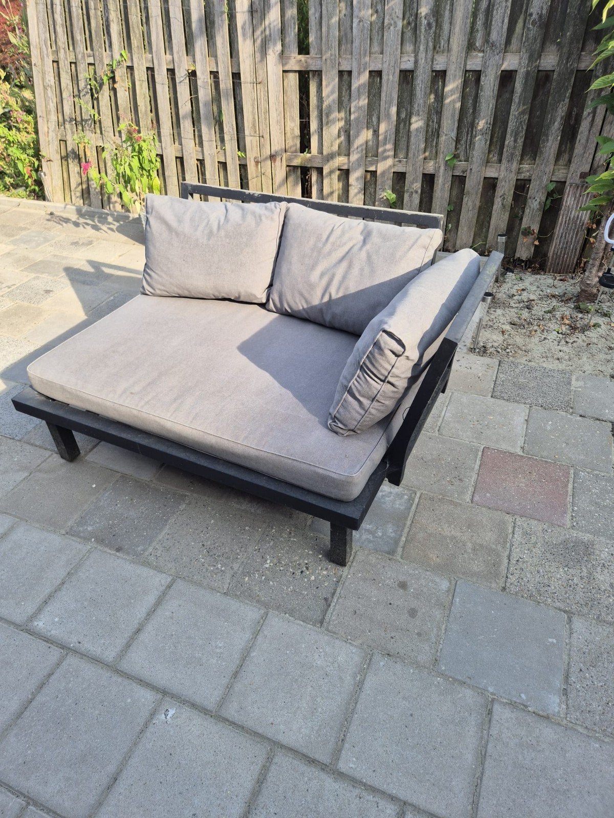 Comfortabele loungebank met kussens, 2 zitplaatsen, Gebruikt, Ophalen of Verzenden, Loungeset