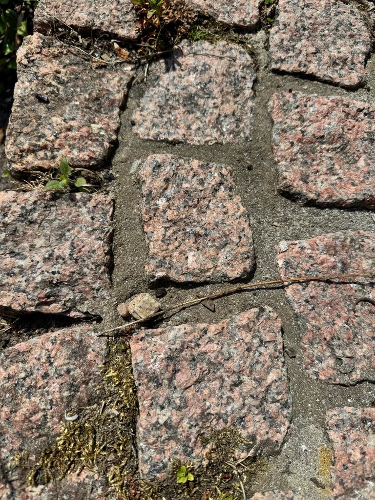 Granieten kinderkoppen, Tuin en Terras, Tegels en Klinkers, Gebruikt, Overige typen, Minder dan 5 m², Ophalen