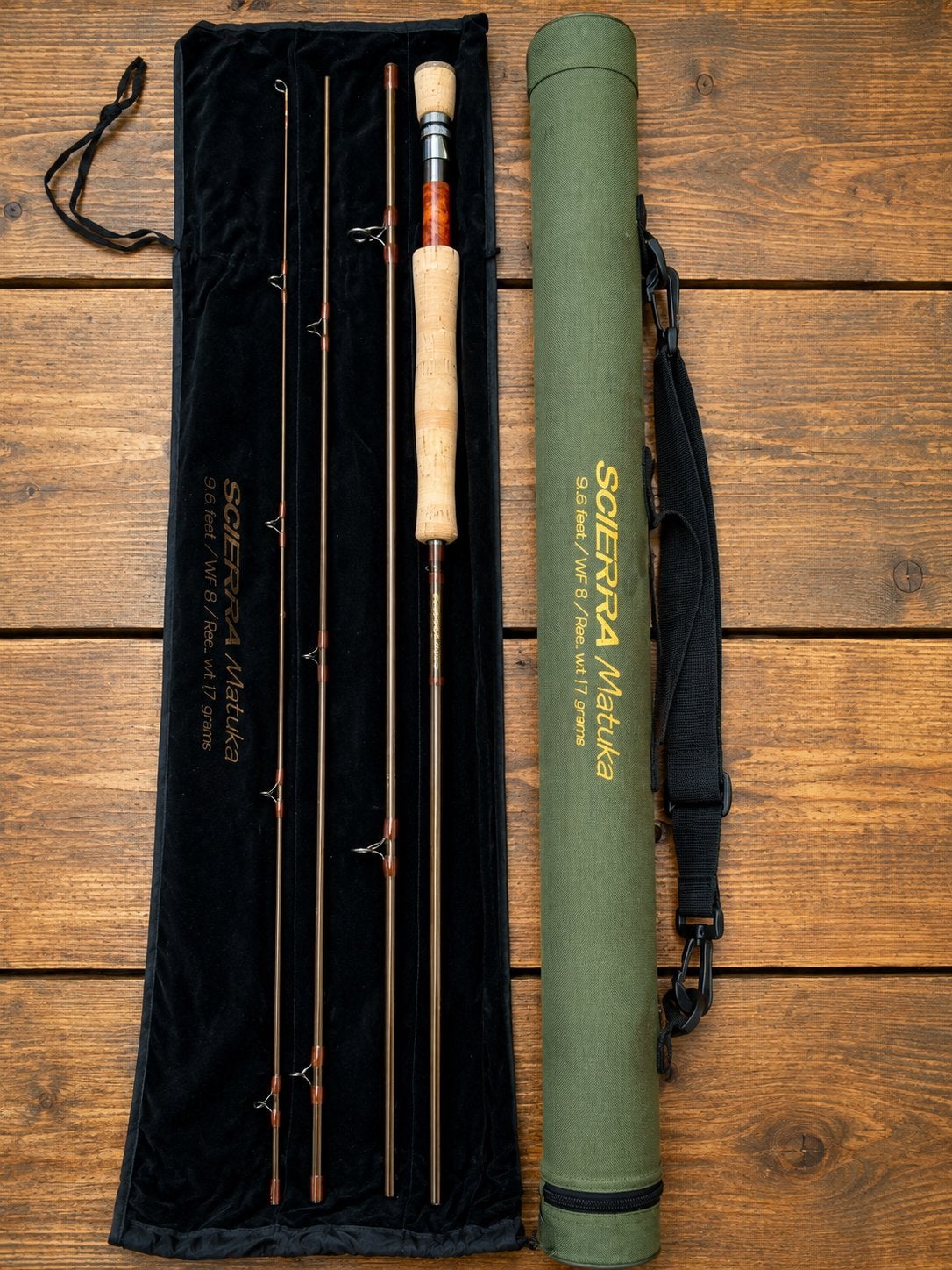 SCIERRA Matuka Vliegenhengel 9.6ft WF8 17g, nooit gebruikt, Ophalen of Verzenden, Zo goed als nieuw, Complete hengel