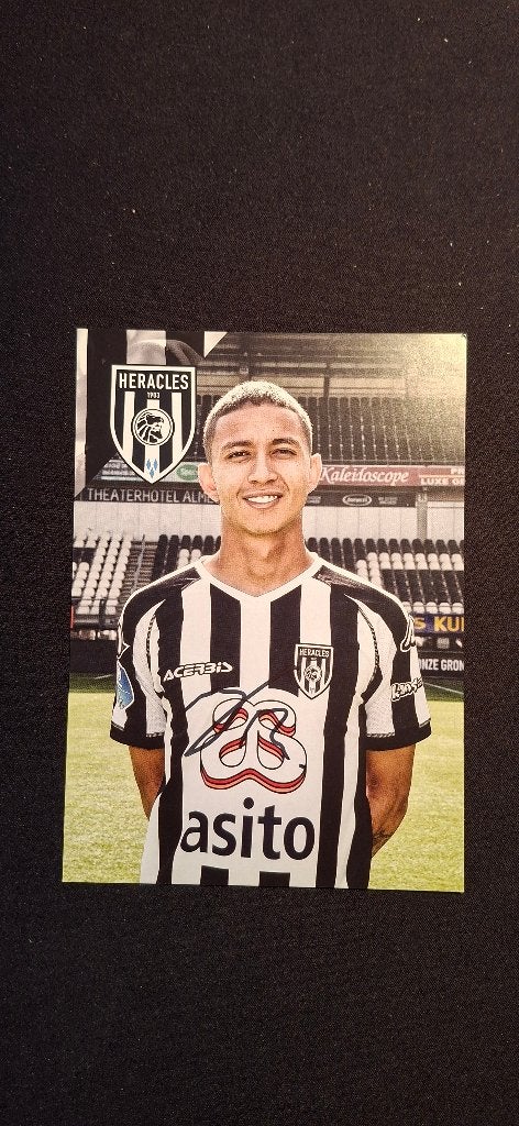 Spelerskaart met handtekening; Mauro Junior # Heracles PSV, Ophalen of Verzenden, Nieuw, Overige binnenlandse clubs, Spelerskaart