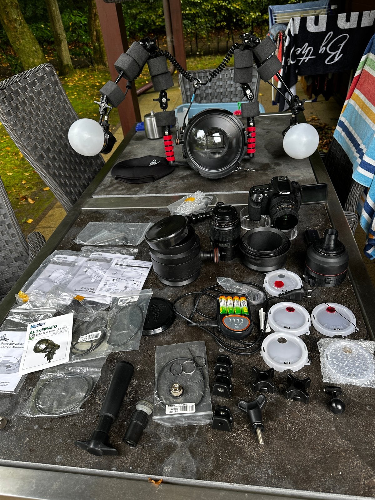 Complete Onderwater Cameraset Canon 60D met Flitsers, Watersport en Boten, Ophalen of Verzenden, Gebruikt