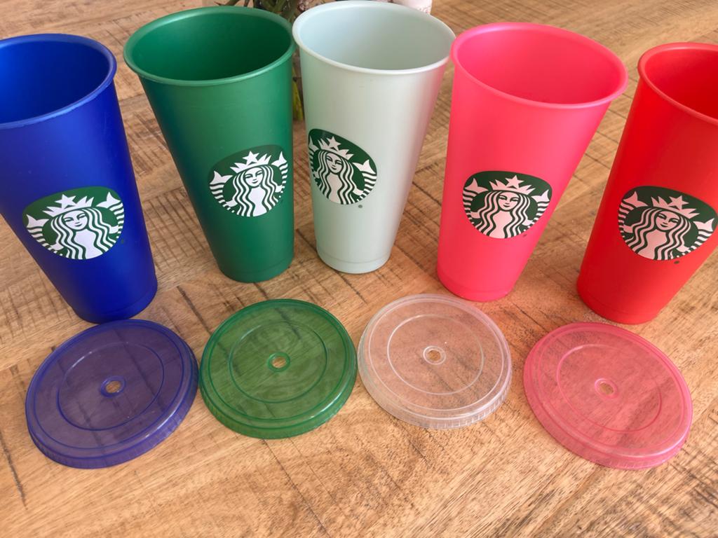 Starbucks Cold Cups - Set van 5 Herbruikbare Bekers, Overige typen, Kunststof, Ophalen of Verzenden, Zo goed als nieuw