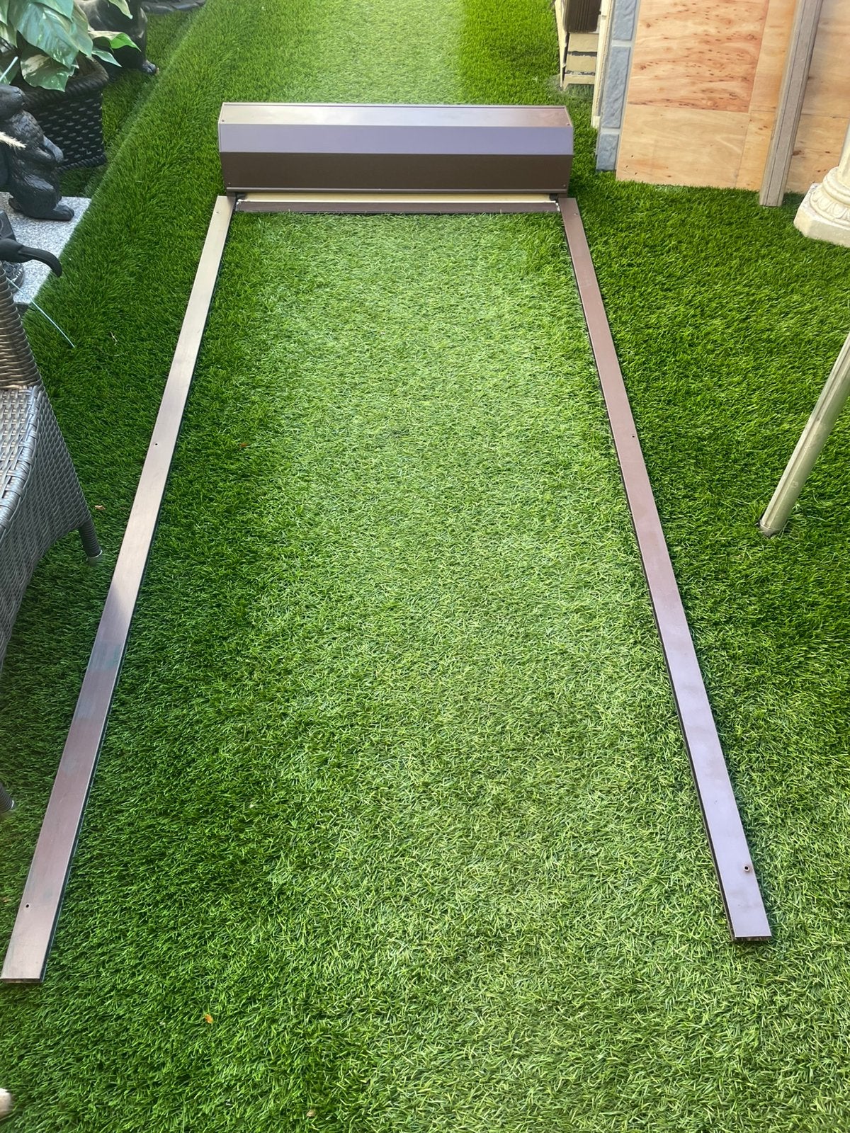 Deur rolluik 102.5 breed 240 hoog handbediening, Ophalen, Gebruikt, 100 tot 150 cm, Bruin