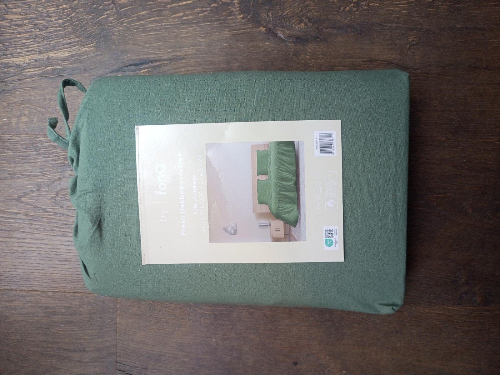 FonQ Fresh dekbedovertrek Moss green maat 240x200/220, Verzenden, Nieuw, Katoen