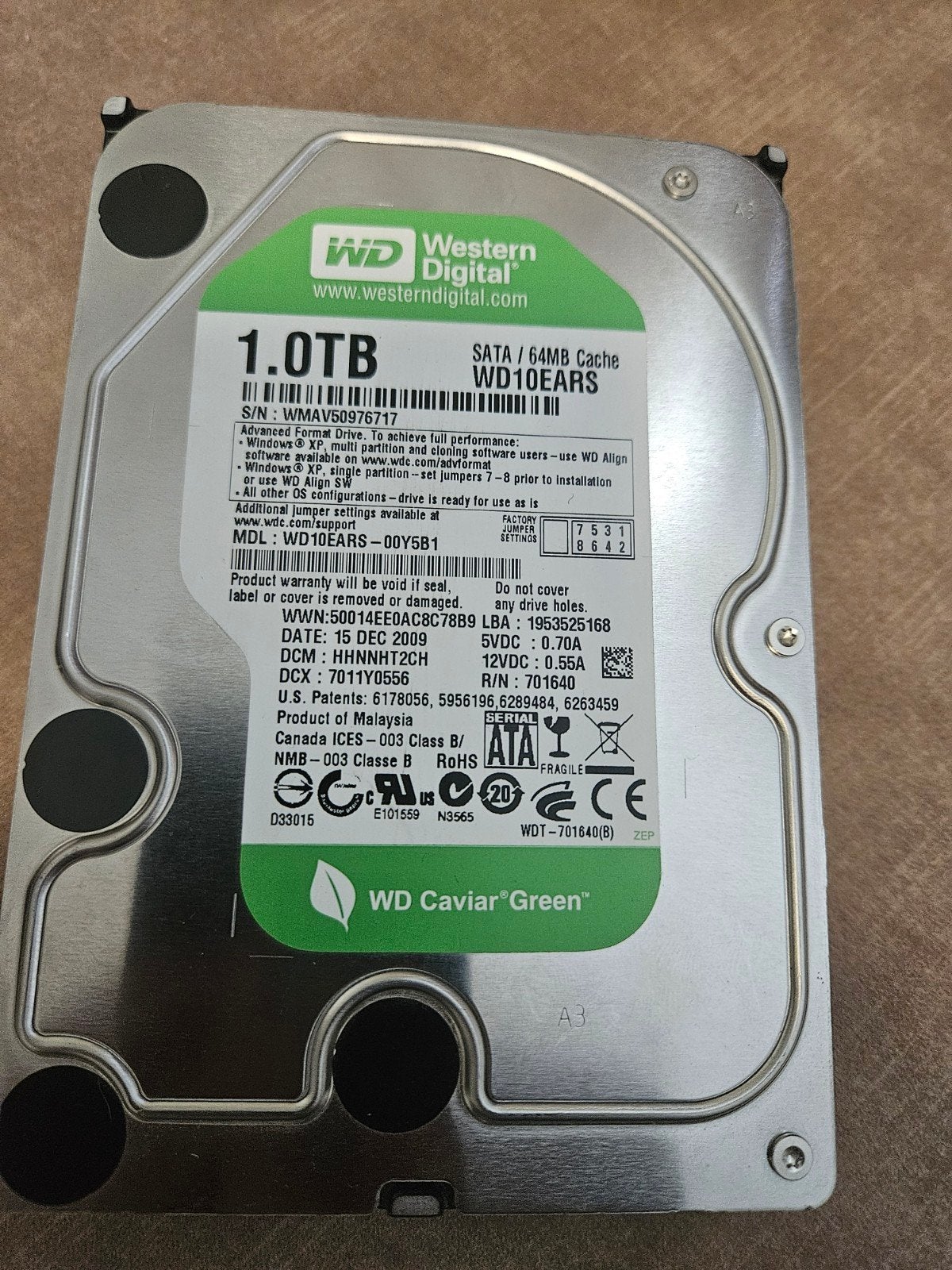 WD Caviar Green 1TB SATA HDD, Computers en Software, Harde schijven, Intern, Ophalen of Verzenden, 1TB, Desktop