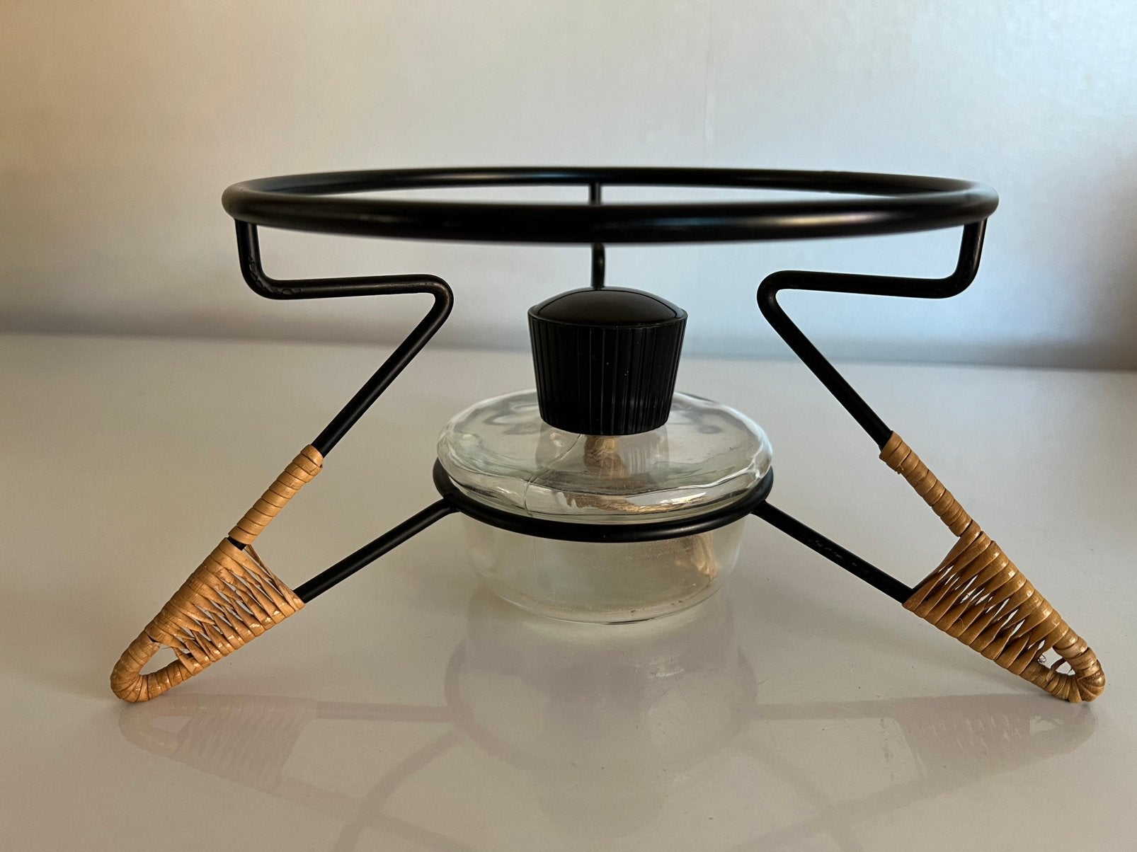 Vintage Deens Laurids Lonborg Theelichthouder Rotan 60’s, Ophalen of Verzenden, Overige typen