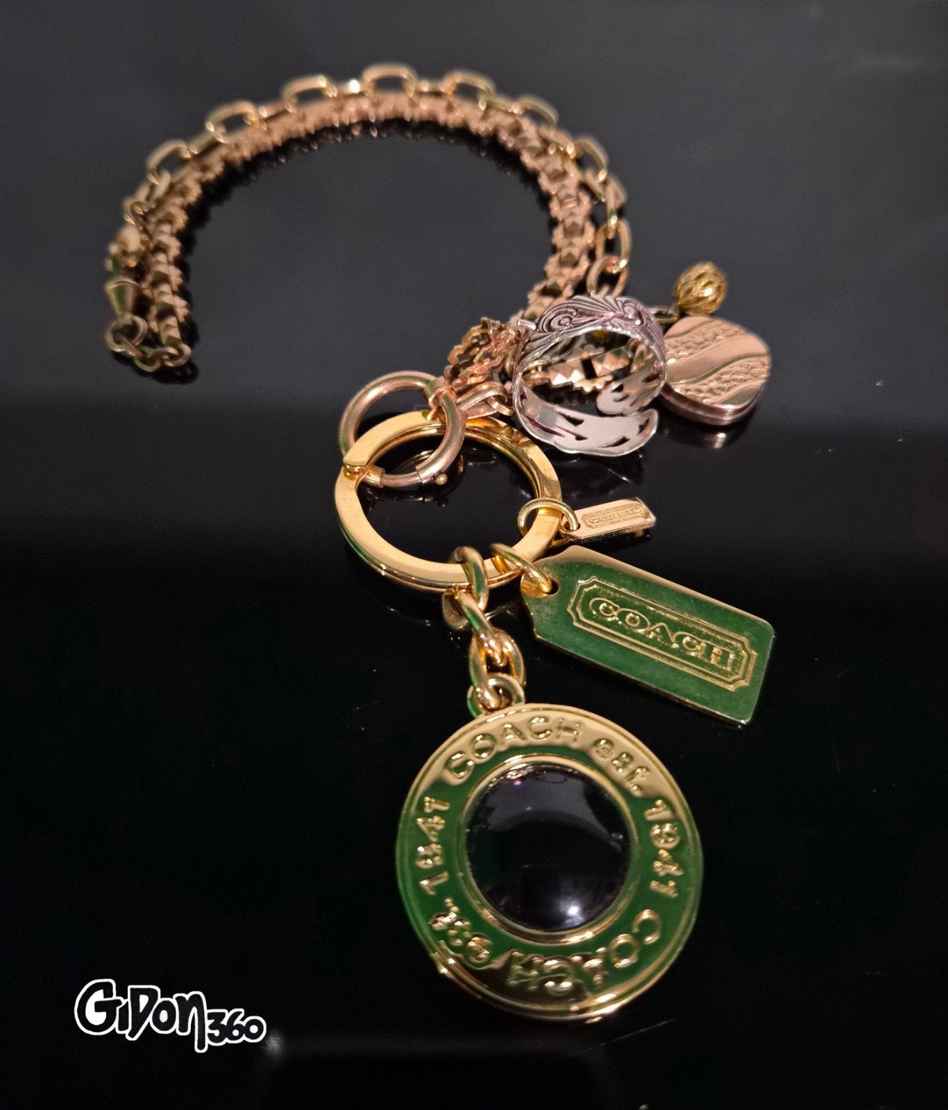 Antique Victorian, gold plated chain, c1900 Coach pendant, Verzenden, Goud
