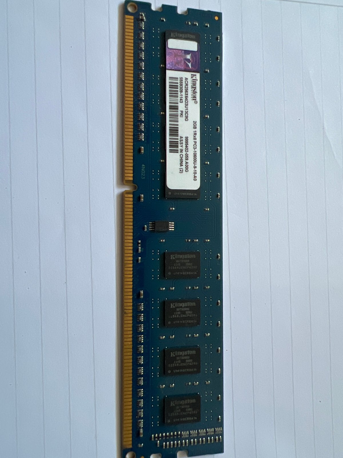Kingston 2GB DDR3 RAM Geheugenmodule PC3-10600U, Gebruikt, Server, DDR3, Ophalen of Verzenden