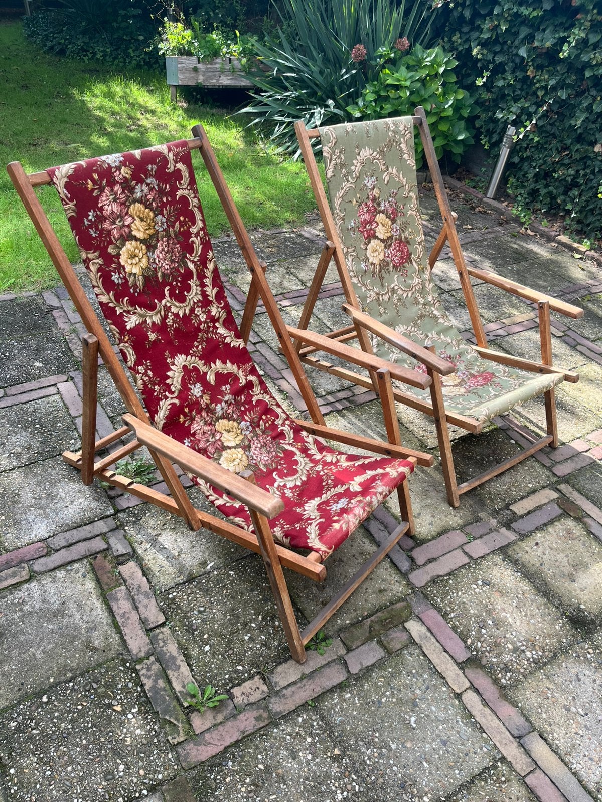 Originele vintsge strandstoel, Ophalen, Hout, Inklapbaar