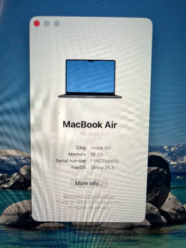 Macbook Air M2 / 16gb / 256 SSD 2022, Gebruikt, 256 GB, Qwerty, 13 inch