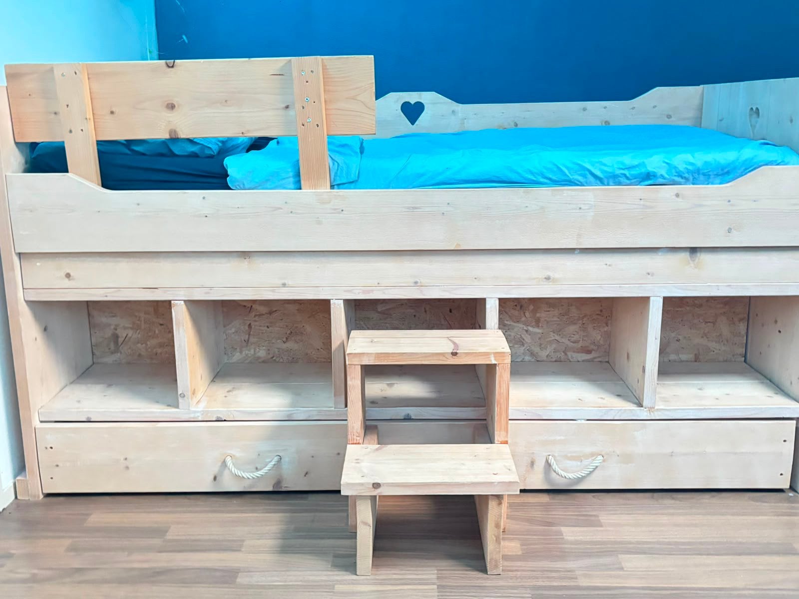 Houten Halfhoogslaper Kinderbed met Opbergruimtes, Ophalen, Gebruikt, Halfhoogslaper
