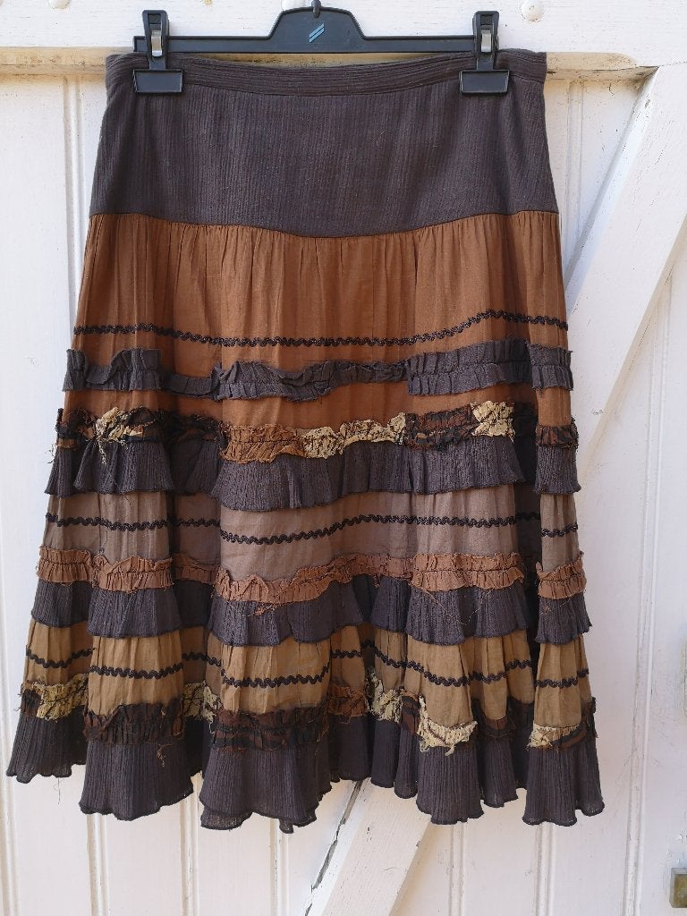 Rok met ruches van Zara (38), Kleding | Dames, Maat 38/40 (M), Bruin, Ophalen of Verzenden, Zo goed als nieuw